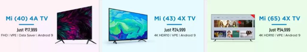 Mi TV sizes and price