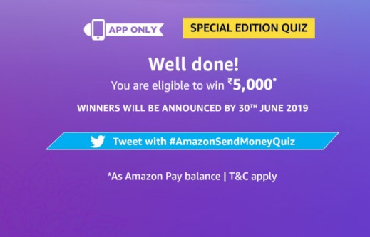 Amazon Special Edition Quiz, Answer and win ₹ 5,000 to your Amazon Pay ...