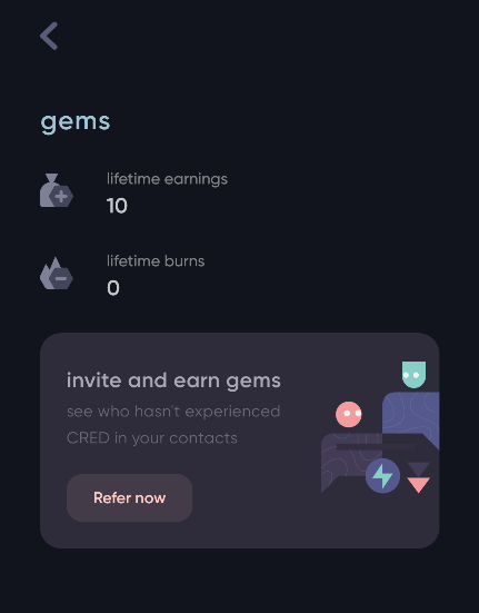 CRED app invite and earn gems