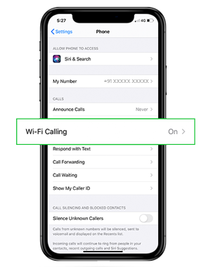 How to enable Wi-Fi calling iPhone device step 2