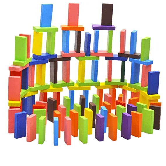 12 Color Wooden Domino Set for Kids